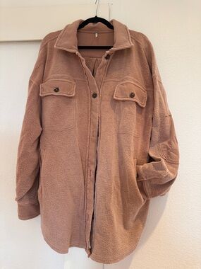 Free People Dusty Rose Teddy Shacket Jacket
